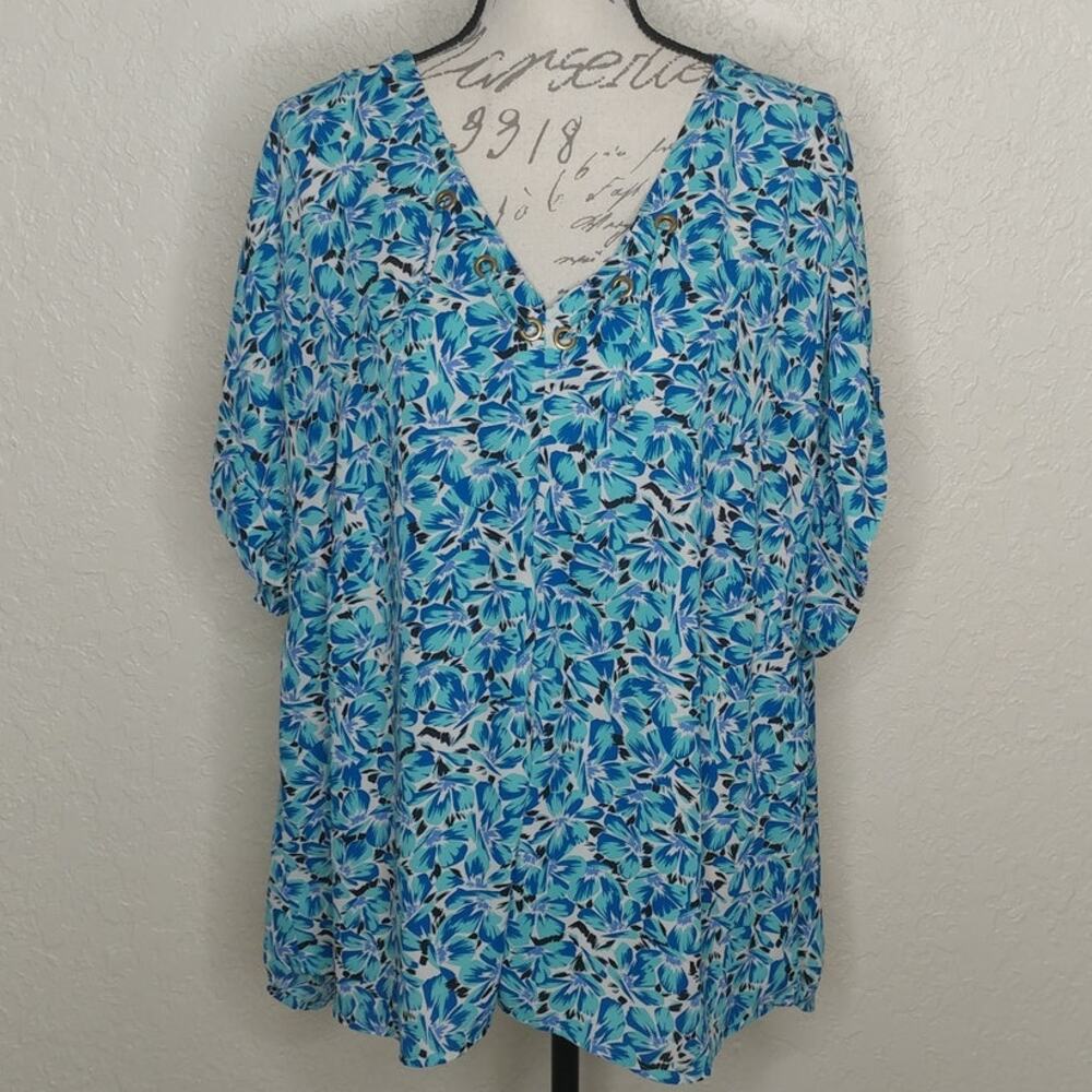 Harve Benard Floral Top Size 2X (CL)